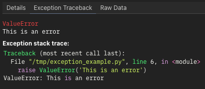 Traceback in UI